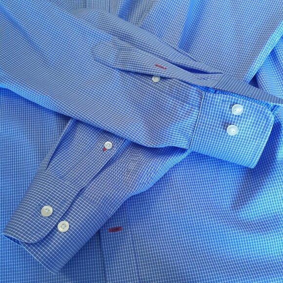 Tommy Hilfiger SZ 16 Reg Fit Blue & White Check Men's Button Up Shirt - Picture 5 of 10